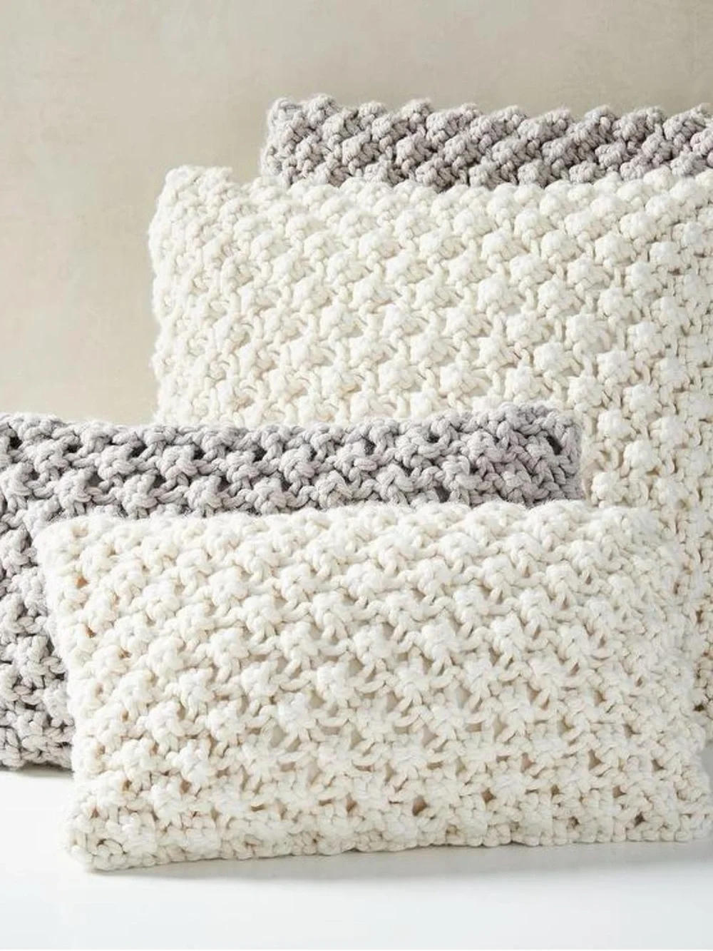 West Elm Chunky Knit Cream Throw Pillow Cover + Insert